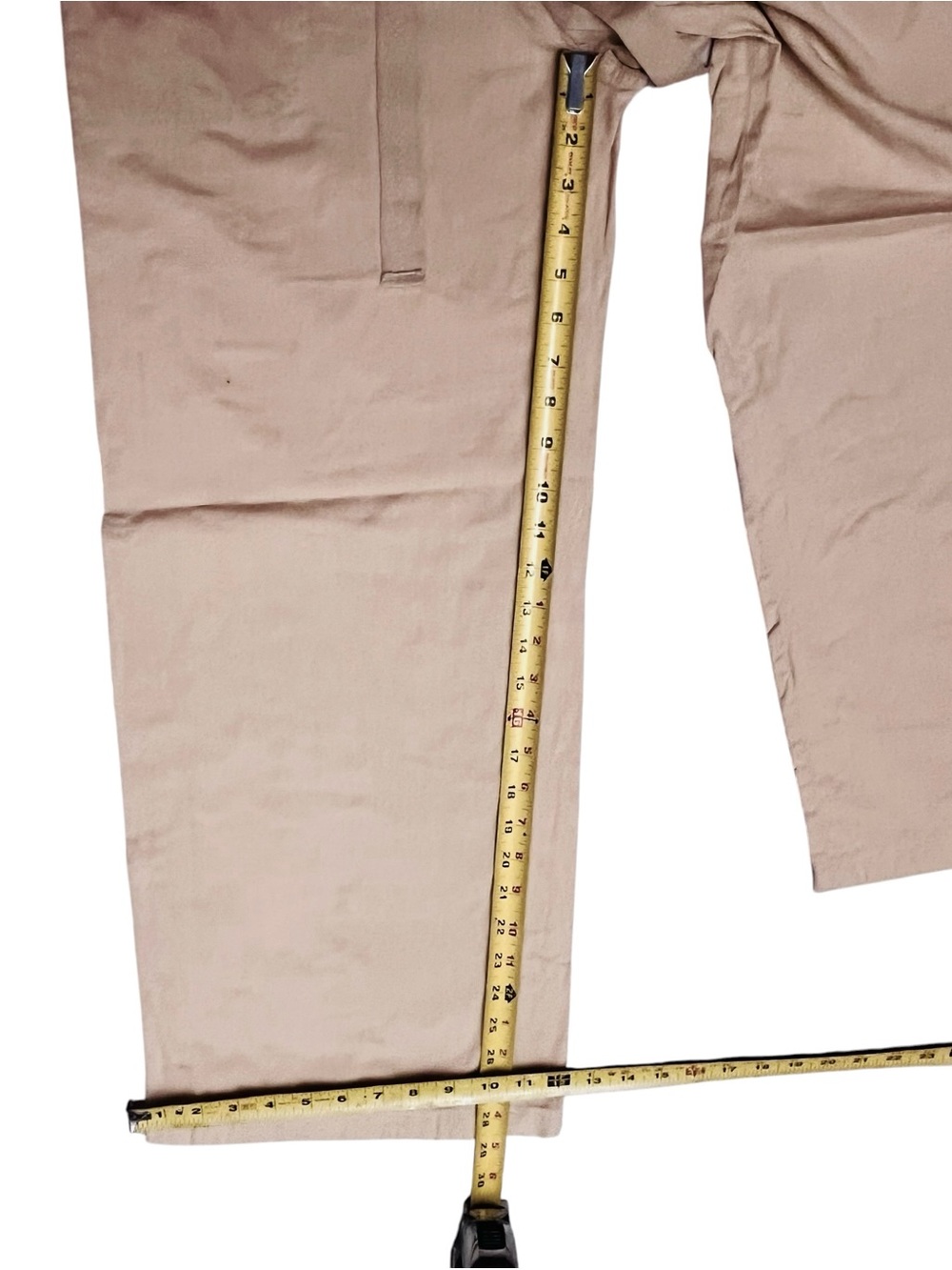 Lagaci  Crop Pants Linen Blend Tan Beach Drawstring Elastic Pull On Pockets Sz L - Picture 9 of 12